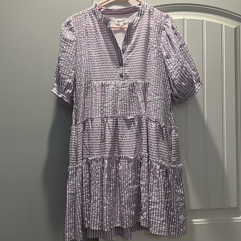 &Merci size L new w/o tag purple seersucker dress